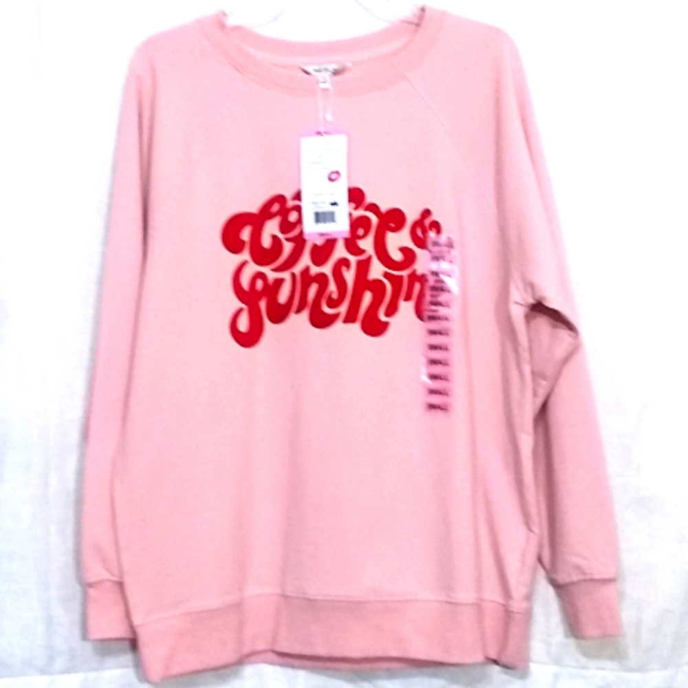 NWT Wildfox Pink Flocked Graphic Sweatshirt S M